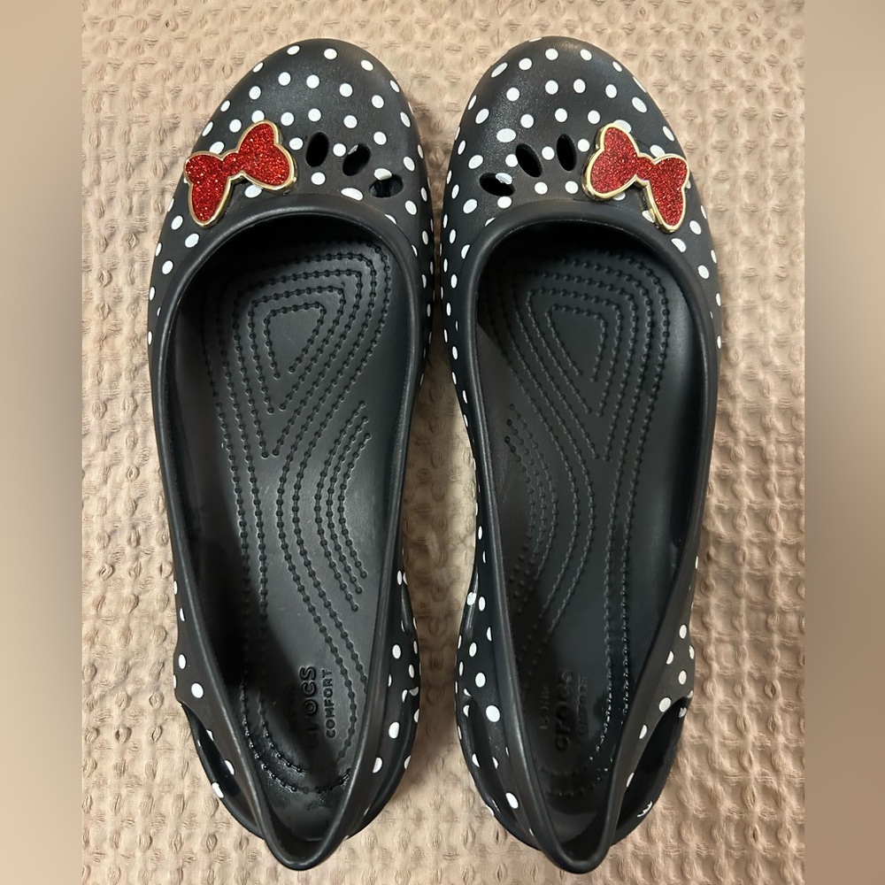 CROCS MINNIE MOUSE KADEE SLINGBACK WITH GLITTER BOW SZ 9